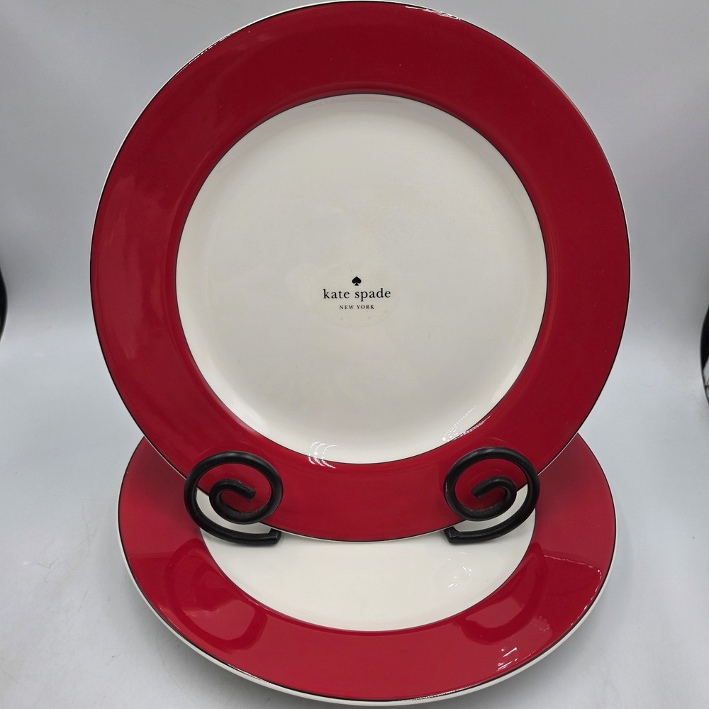 Lenox Kate Spade Rutherford Circle Red Dinner Plate 11 1/2" New Set of 2